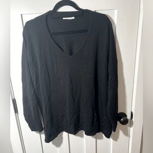 Max & Moi Paris 100% cashmere V-neck jumper - Black Sweater Embellished Size 2X